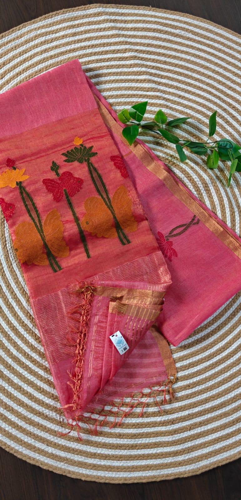 Pure Silk Lenin Jamdani Saree