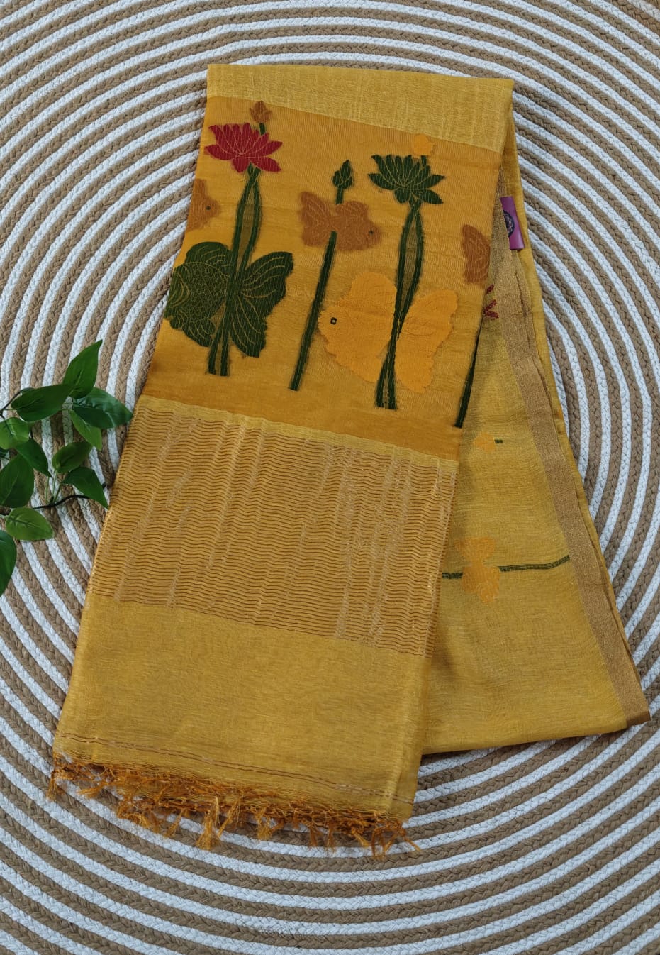 Pure Silk Lenin Jamdani Saree
