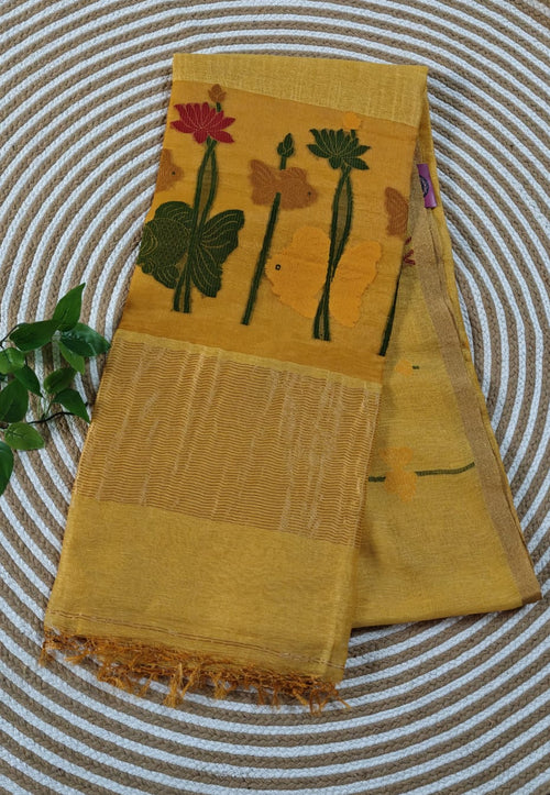 Pure Silk Lenin Jamdani Saree