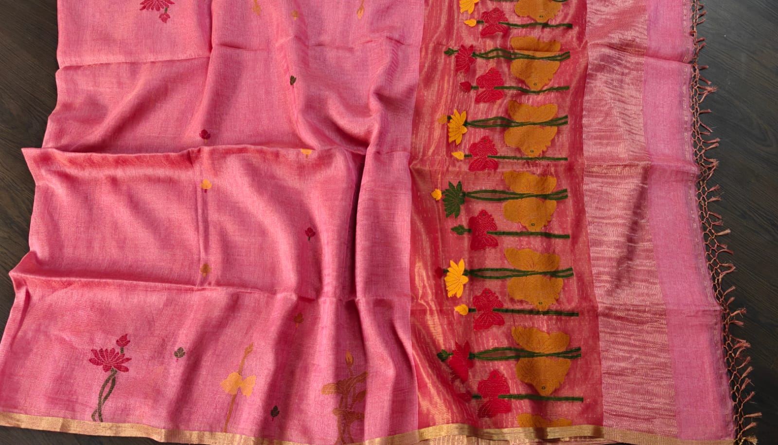 Pure Silk Lenin Jamdani Saree