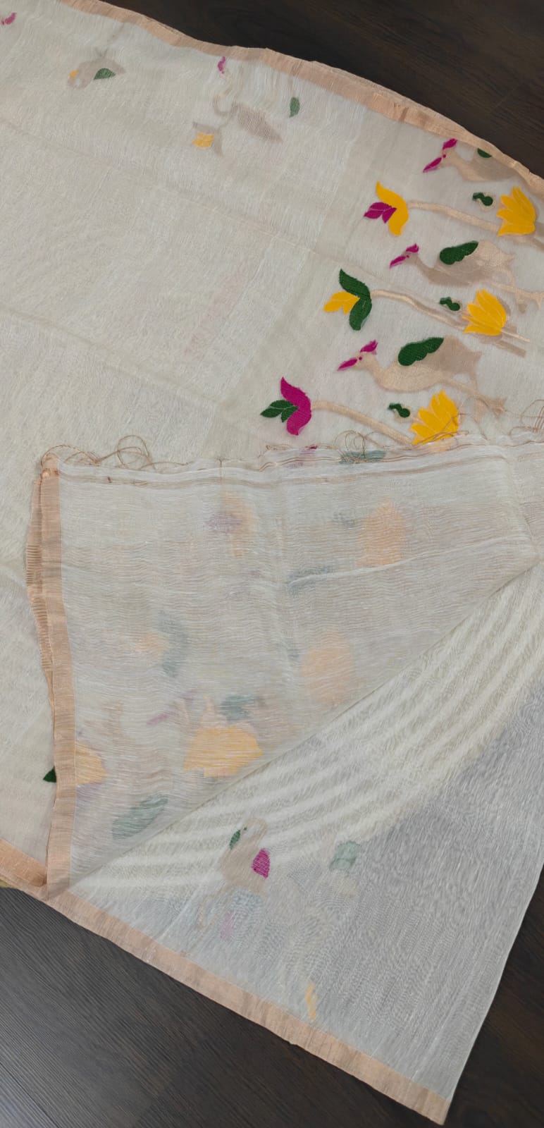 Pure Silk Lenin Jamdani Saree