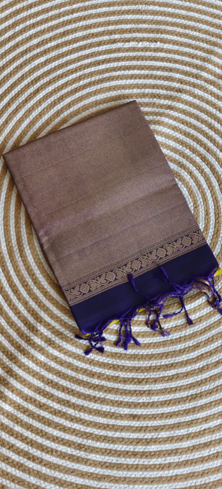 Pure Kanchi Heavy Soft Silk PSS309-Olive green with Purple