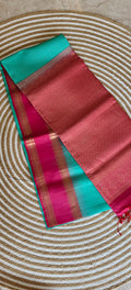 Pure Kanchi Heavy Soft Silk PSS310-Ramagreen with Pink