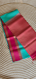 Pure Kanchi Heavy Soft Silk PSS310-Ramagreen with Pink