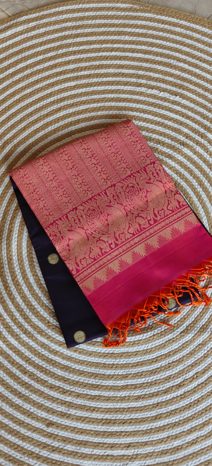 Pure Kanchi Heavy 1Soft Silk Saree PSS309-Purple with Pink