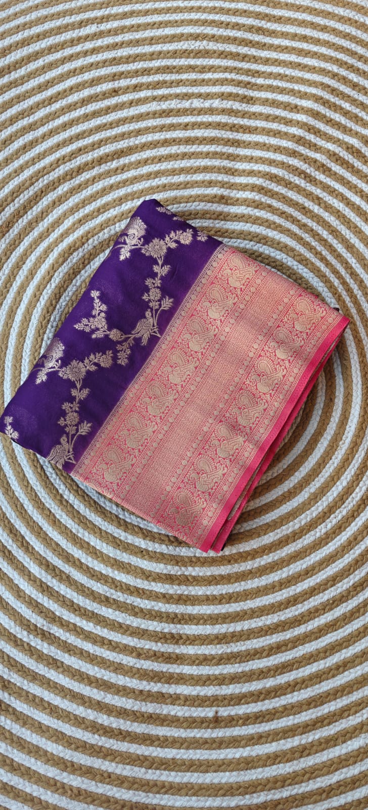 Semi Kaddi Georgette Jaal SS346-Purple with Pink