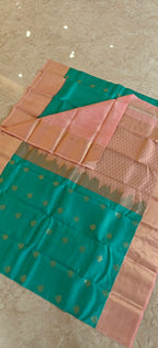 Rama green Pure Kanchi Silk Saree PSS514