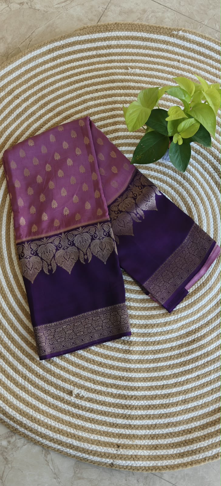 Semi Mysore Crepe Premium Onion Pink with Purple SS-650