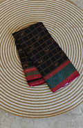Black with Pink 3D Tusser Saree SS-349