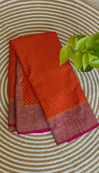 Pure Kaddi Crepe Georgette Orrange with Pink PSS-937