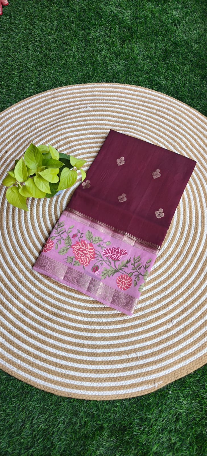 Viscose Dola Crepe Brown with Pink SS-747