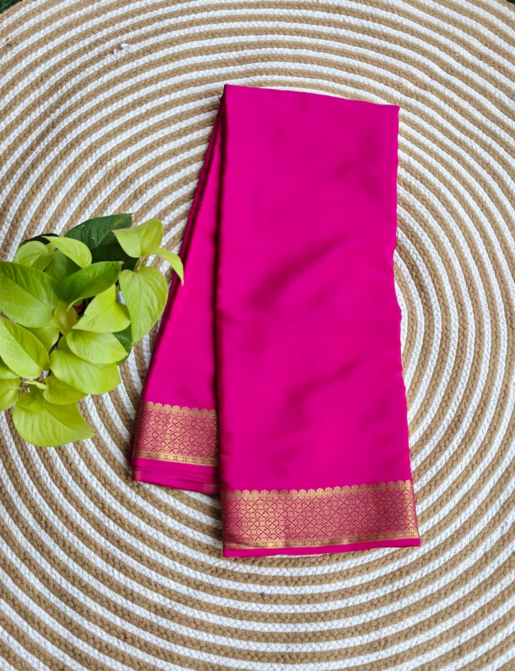 Pure Mysore Crepe Silk Sarees  Rani Pink 120gsm PMS-387