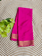 Pure Mysore Crepe Silk Sarees  Rani Pink 120gsm PMS-387