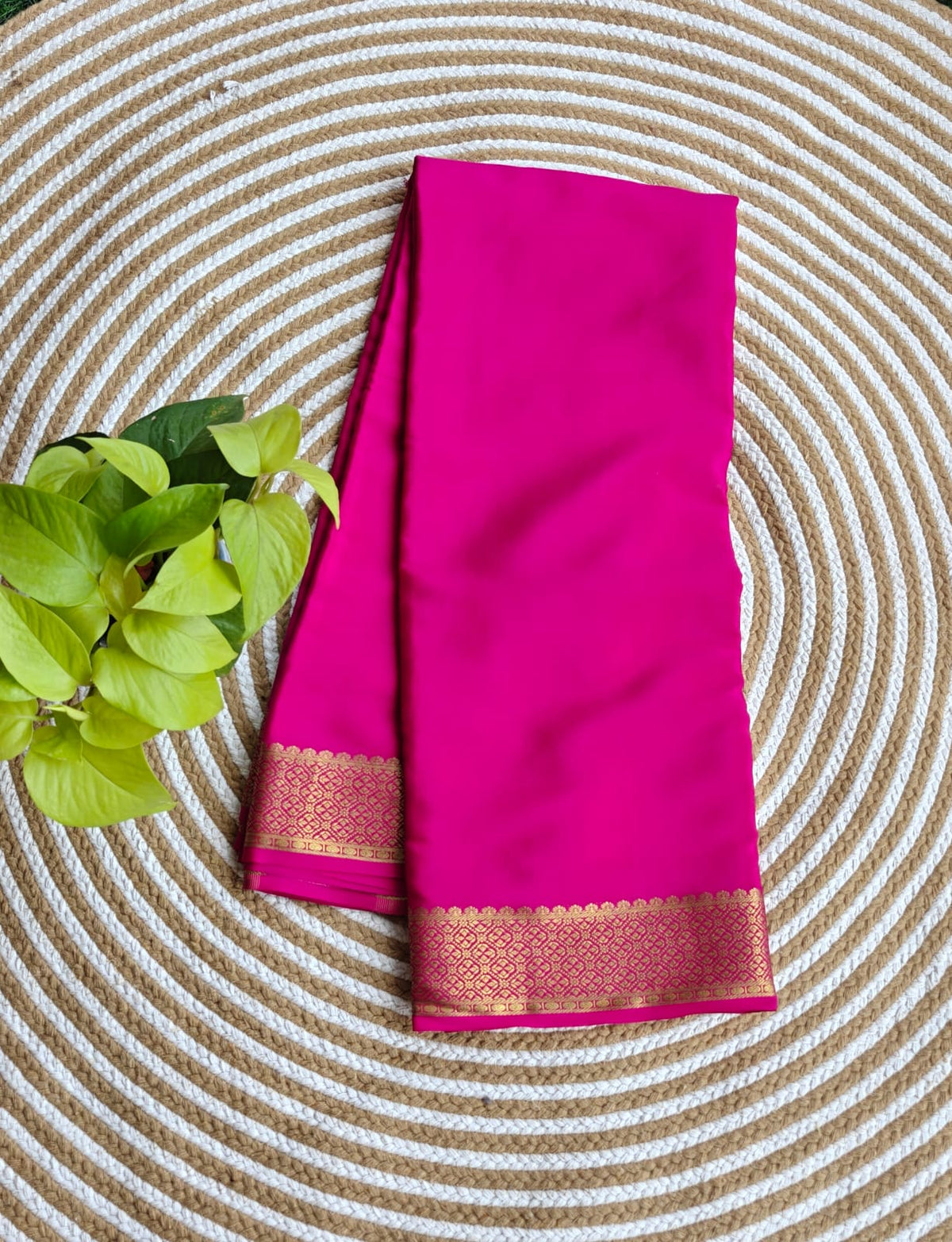 Pure Mysore Crepe Silk Sarees  Rani Pink 120gsm PMS-387