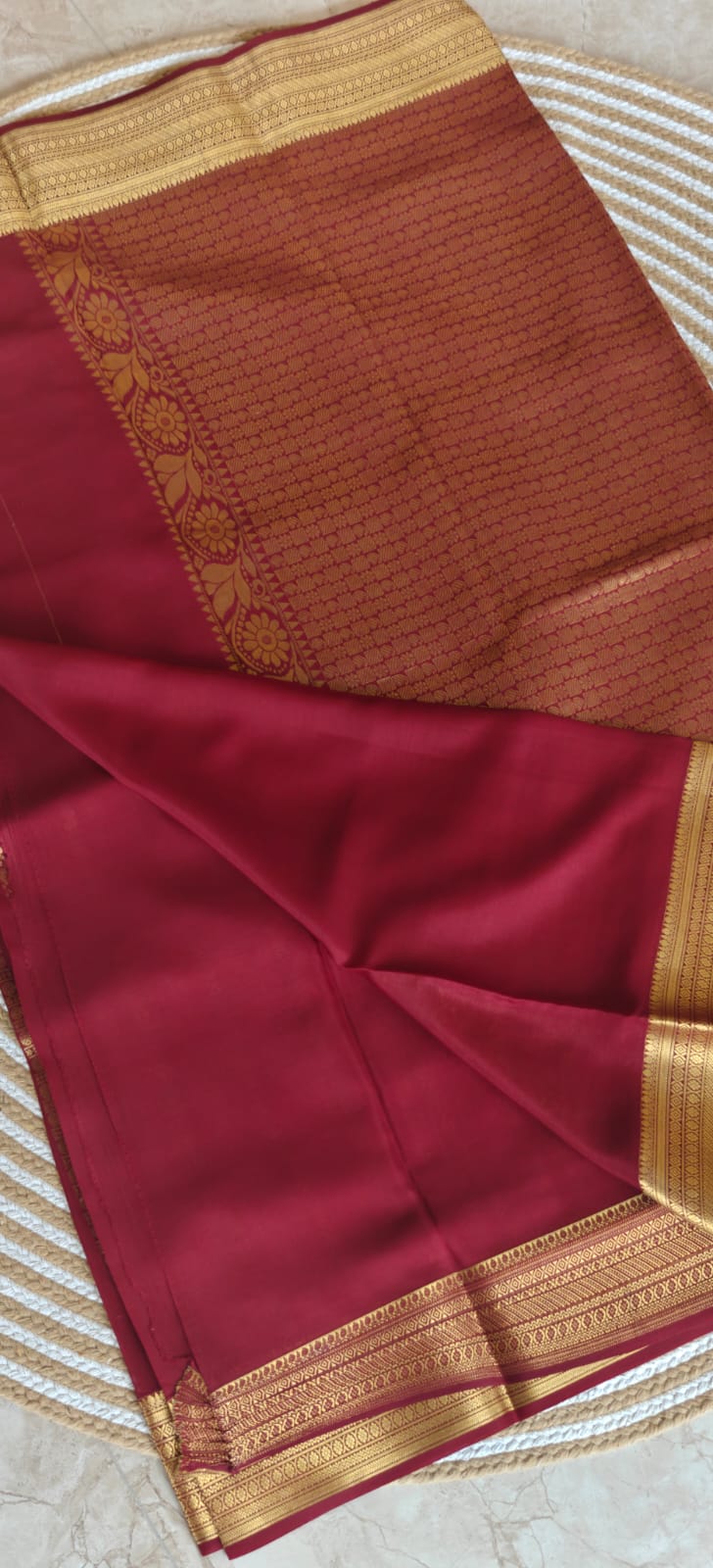 Pure Mysore Crepe Silk Saare PMS397-Maroon