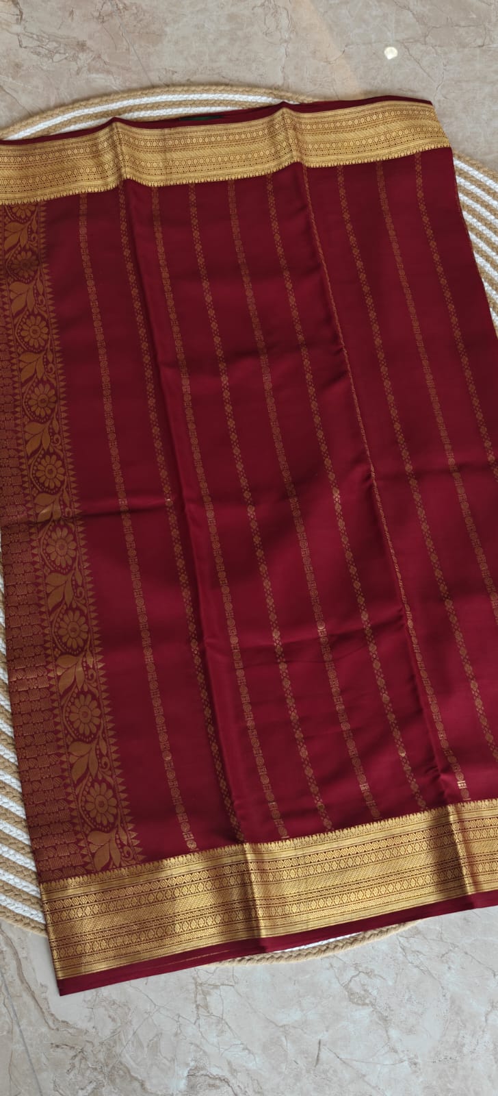 Pure Mysore Crepe Silk Saare PMS397-Maroon