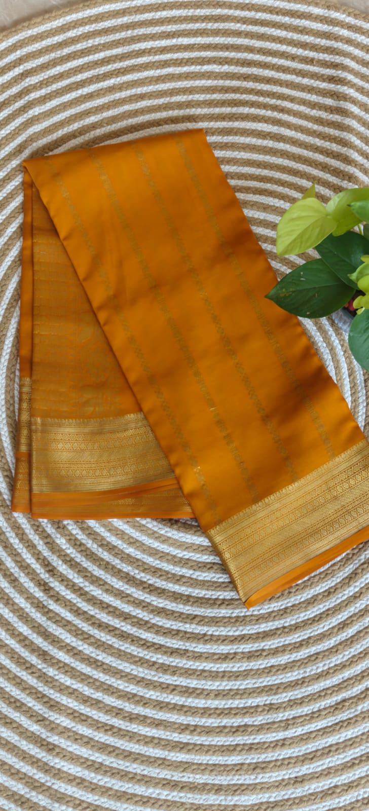 Pure Mysore Crepe Silk Saree PMS397-Mustard
