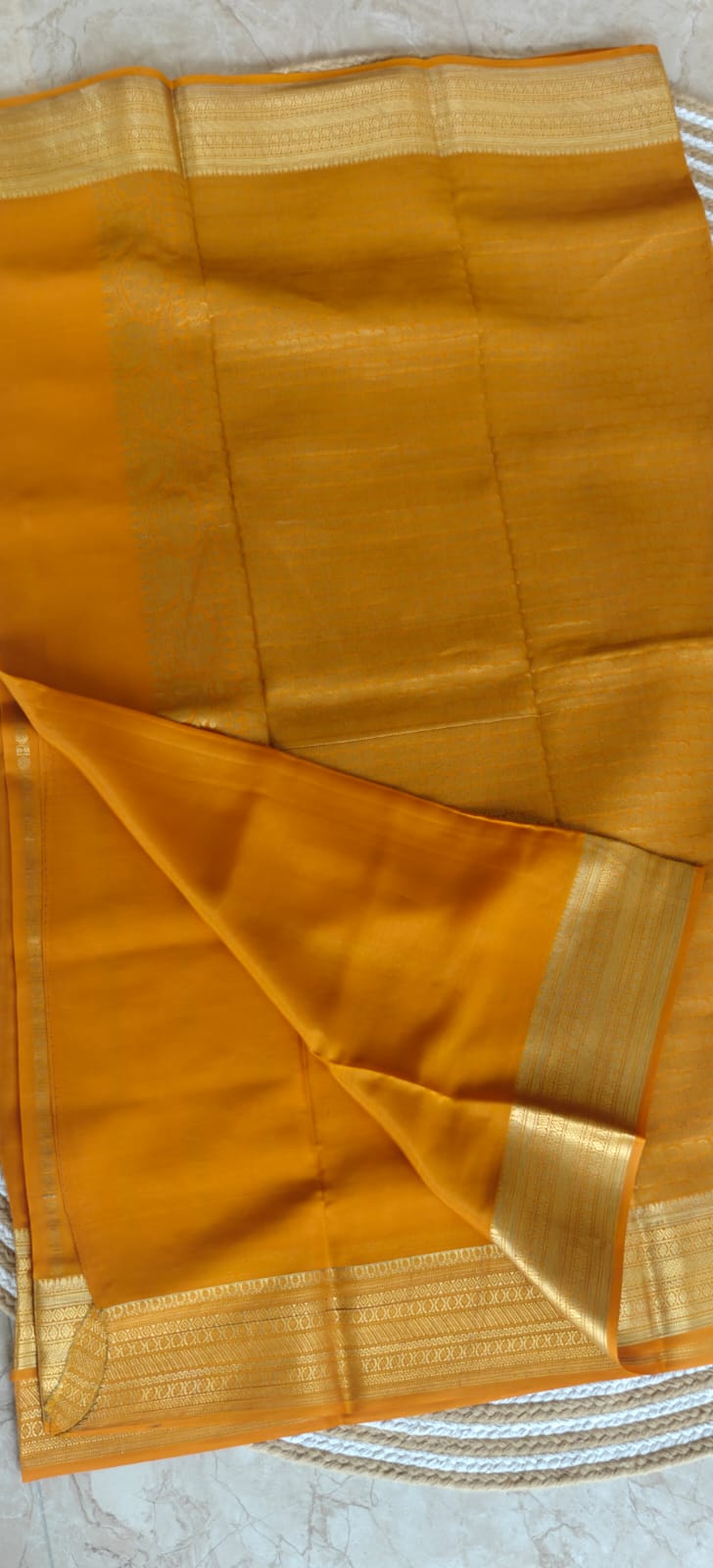 Pure Mysore Crepe Silk Saree PMS397-Mustard