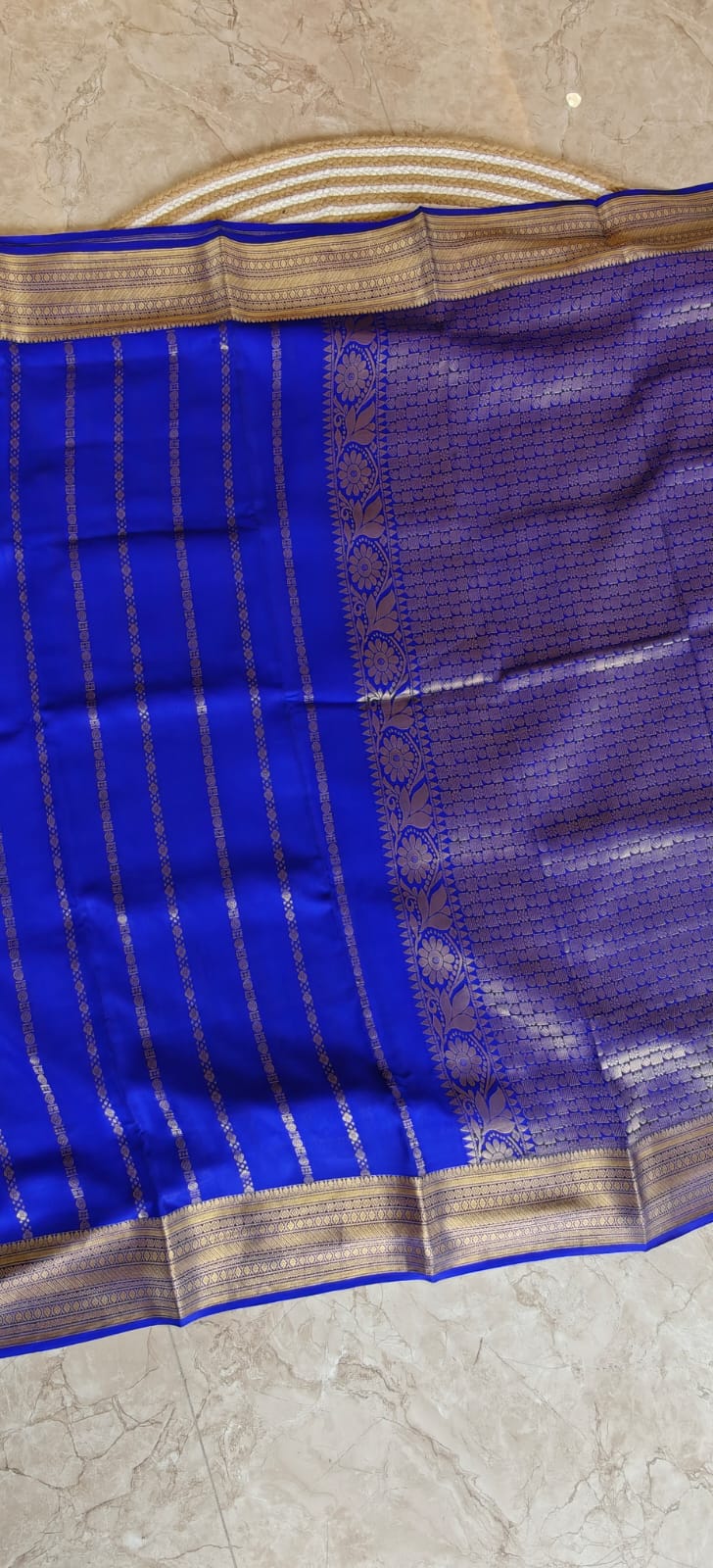 Pure Mysore Crepe silk Saree PMS397-Royal Blue