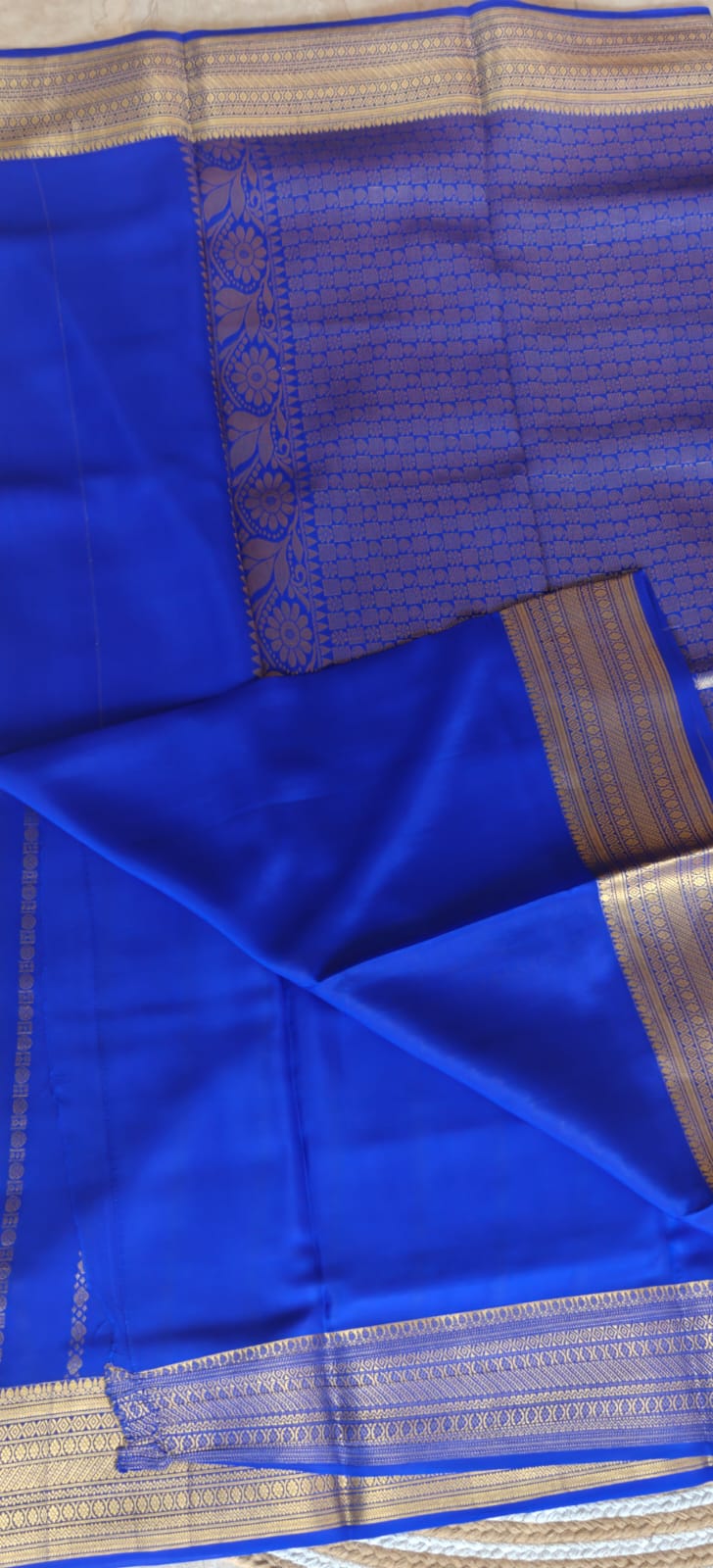 Pure Mysore Crepe silk Saree PMS397-Royal Blue