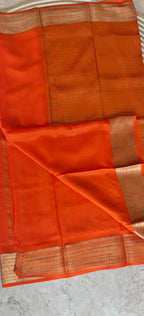 Pure Mysore Crepe Silk Saree PMS397-Orrange