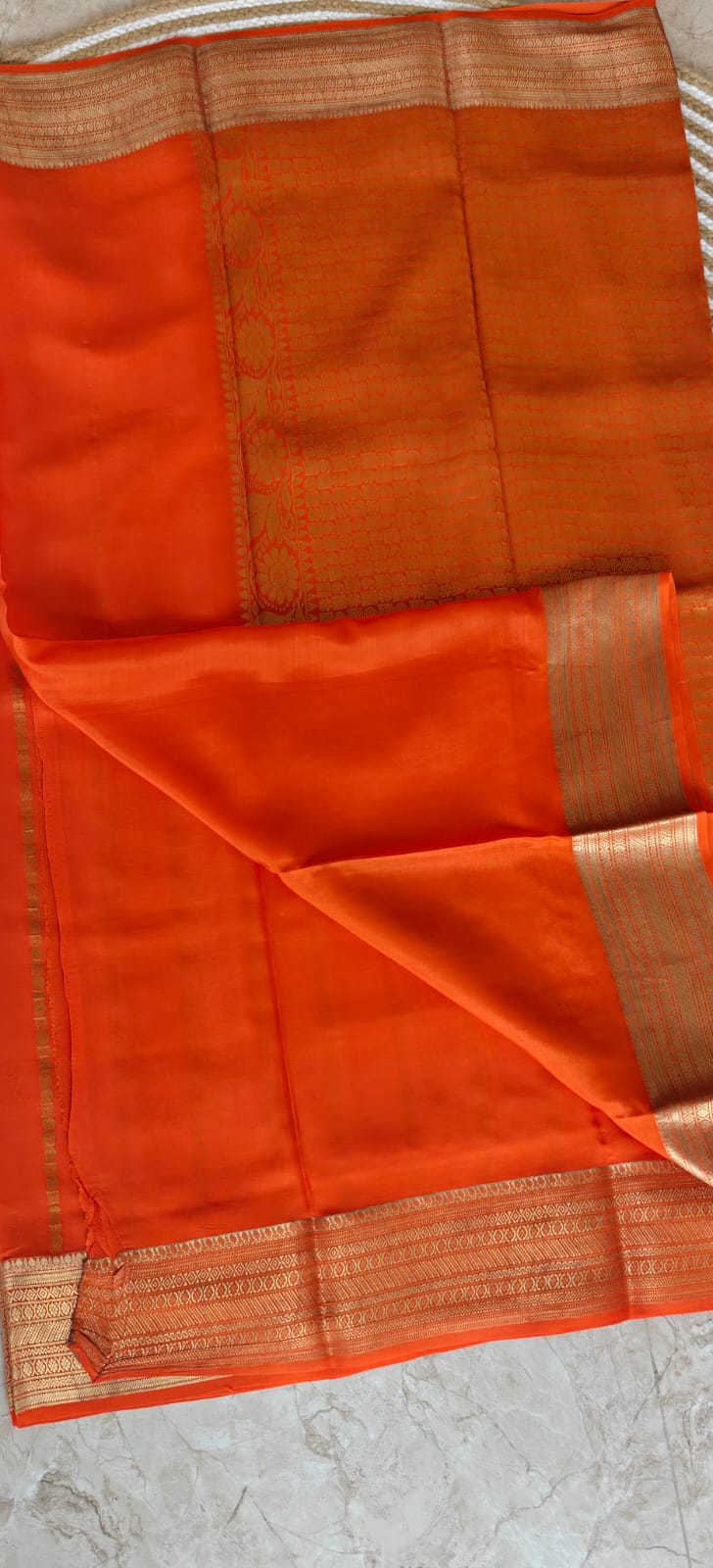 Pure Mysore Crepe Silk Saree PMS397-Orrange