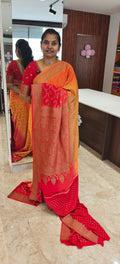 Pure Banarasi Crepe Saree PSS360-Orrange with Red