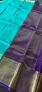 Pure Kanchipuram silk Saree PKS635-Rama green with Purple