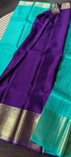 Pure Kanchipuram silk Saree PKS635-Rama green with Purple