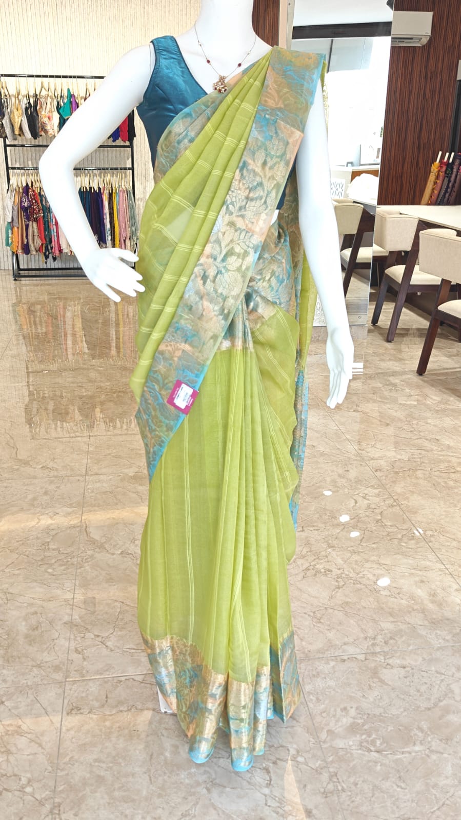 Soft Organza SS173-Lemon green with Blue