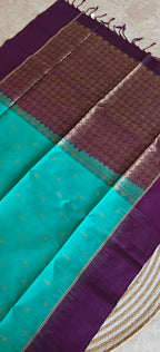 Pure Kanchi Heavy soft silk saree PSS318-Ramagreen with Purple