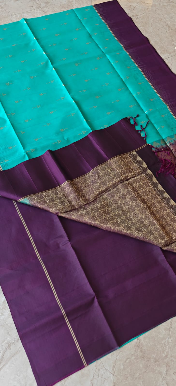 Pure Kanchi Heavy soft silk saree PSS318-Ramagreen with Purple