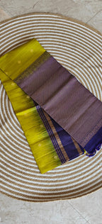 Pure Kanchi Heavy Soft Silk PSS309-Olive green with Purple