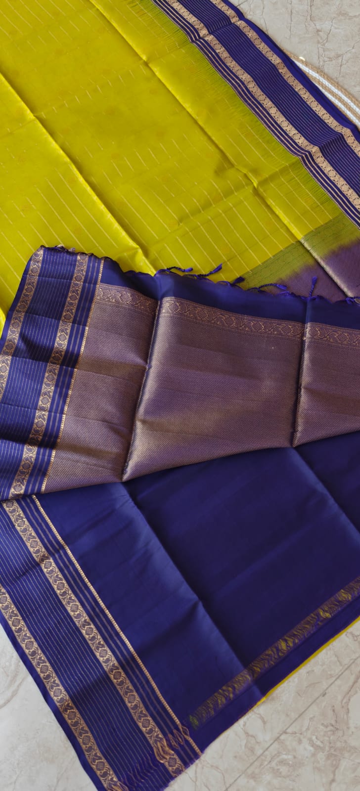 Pure Kanchi Heavy Soft Silk PSS309-Olive green with Purple