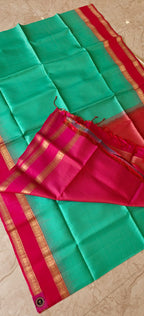 Pure Kanchi Heavy Soft Silk PSS310-Ramagreen with Pink