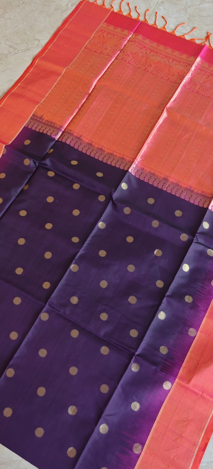 Pure Kanchi Heavy 1Soft Silk Saree PSS309-Purple with Pink