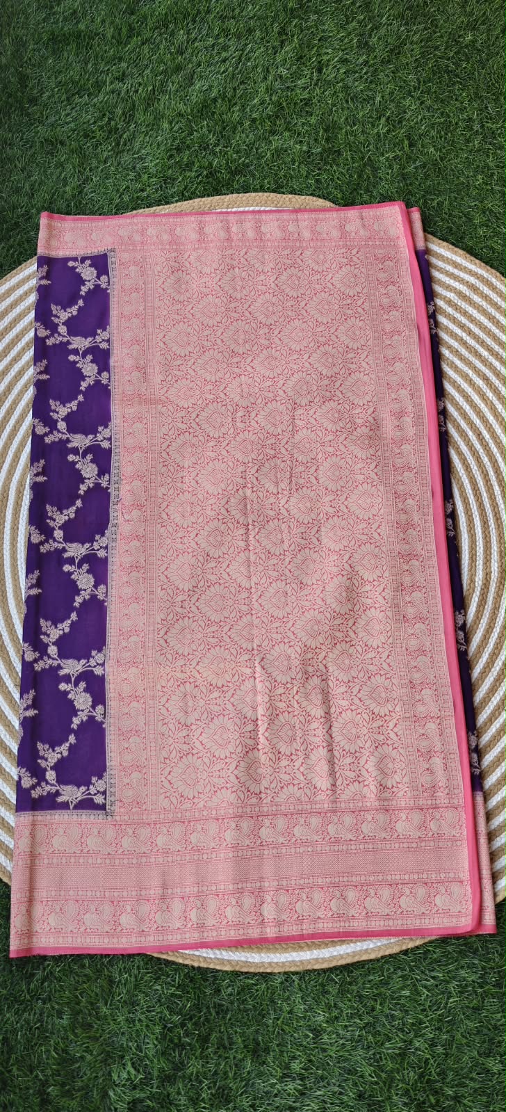 Semi Kaddi Georgette Jaal SS346-Purple with Pink