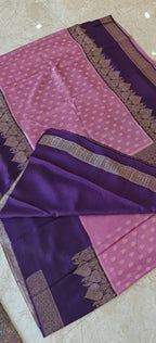 Semi Mysore Crepe Premium Onion Pink with Purple SS-650