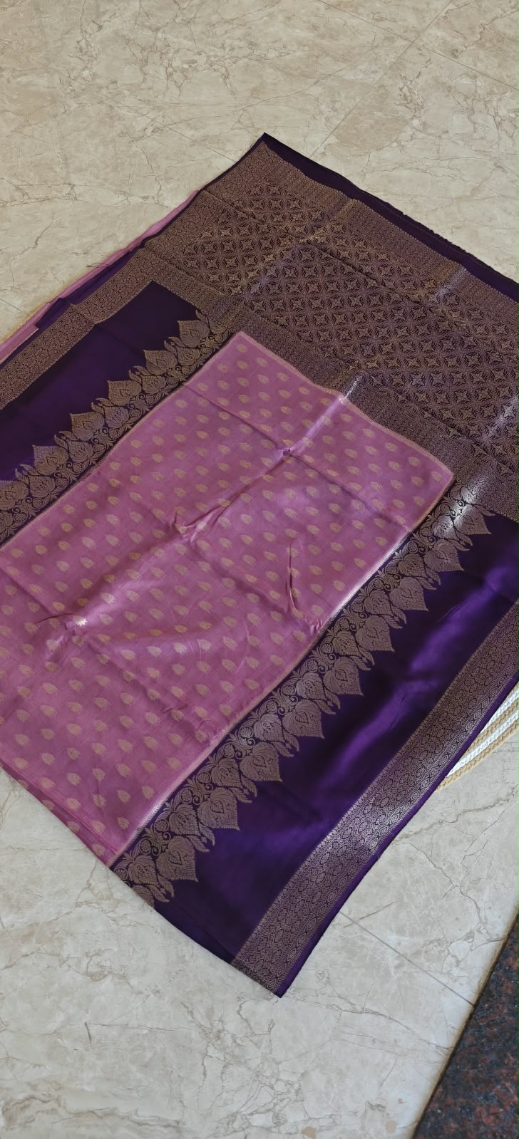 Semi Mysore Crepe Premium Onion Pink with Purple SS-650