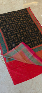 Black with Pink 3D Tusser Saree SS-349