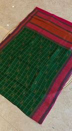 Bottle Green with Pink 3D Tusser SS-349