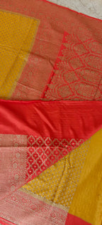 Pure Banarasi Kaddi Crepe Georgette Mustard with Orrange PSS-937
