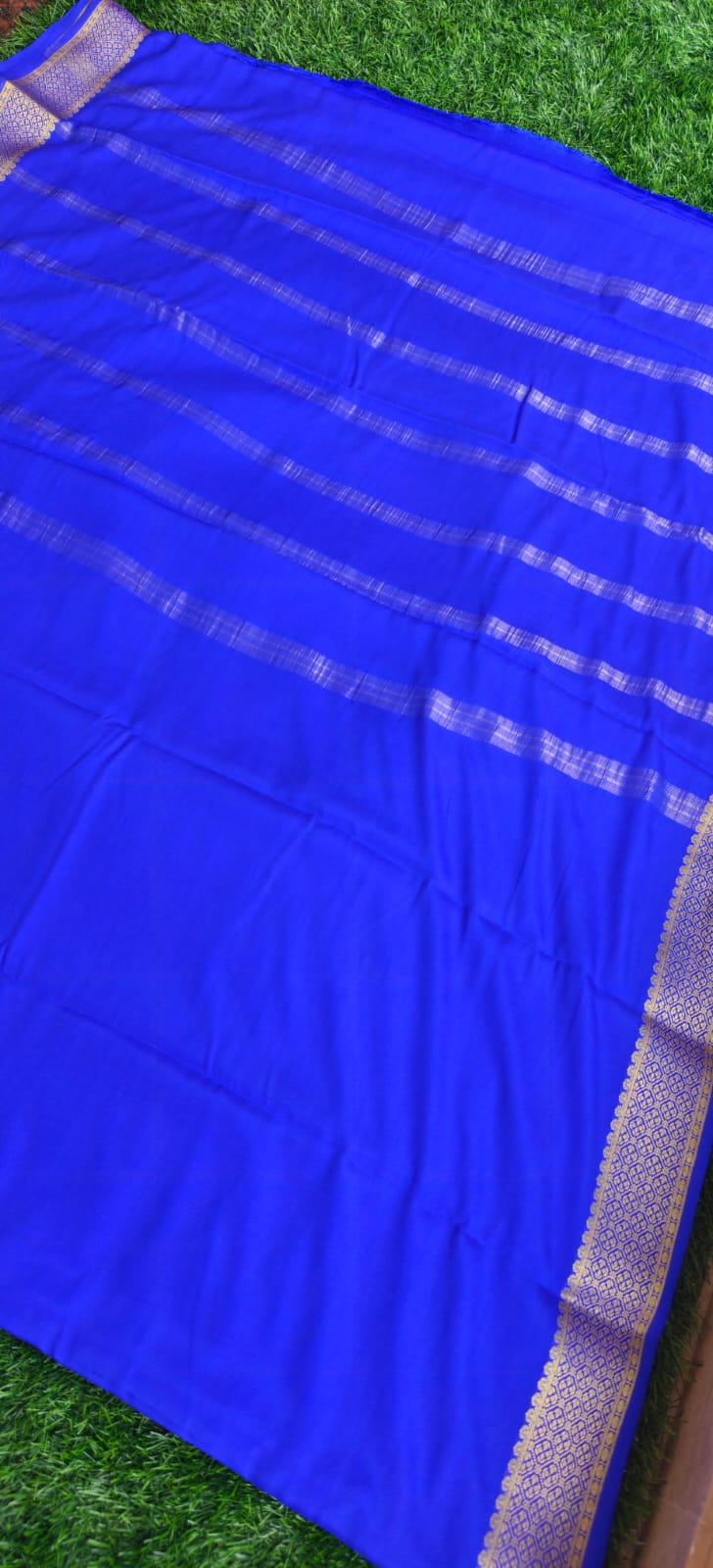 Pure Mysore Crepe Silk Saree 120gsm Royal Blue PMS-387