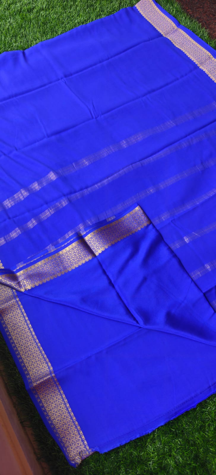 Pure Mysore Crepe Silk Saree 120gsm Royal Blue PMS-387