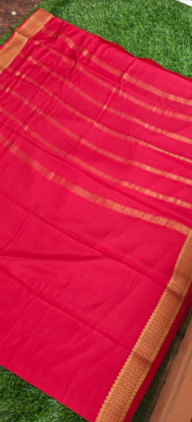 Pure Mysore Crepe Silk Saree 120gsm RED PMS-387