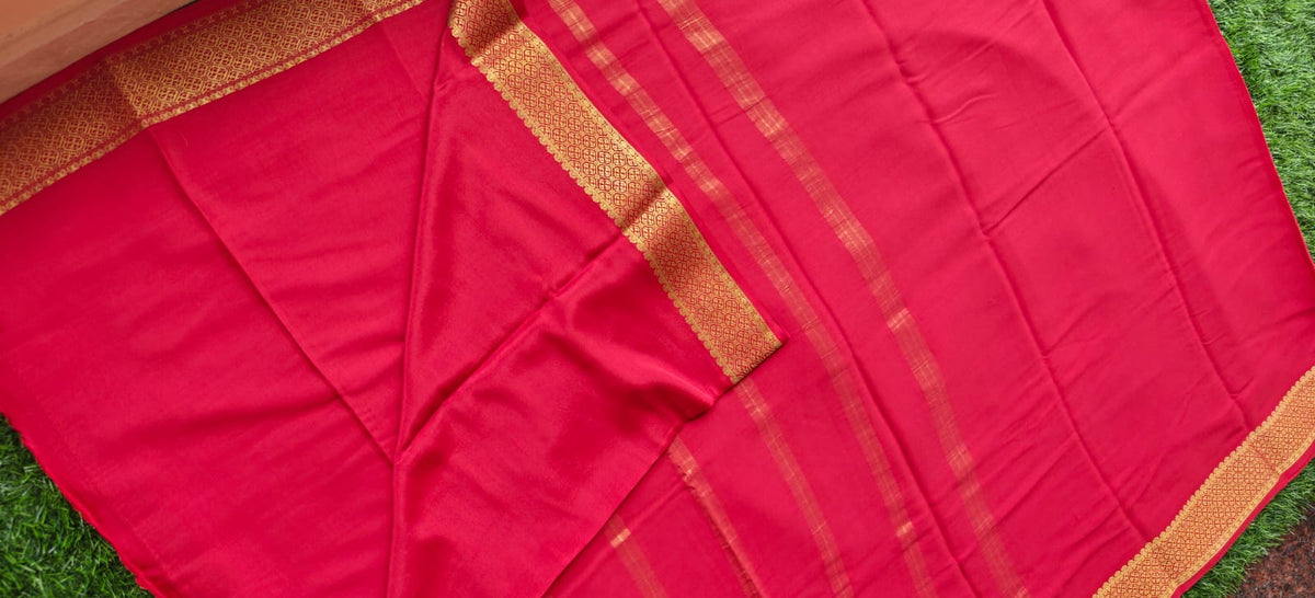 Pure Mysore Crepe Silk Saree 120gsm RED PMS-387
