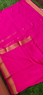 Pure Mysore Crepe Silk Sarees  Rani Pink 120gsm PMS-387