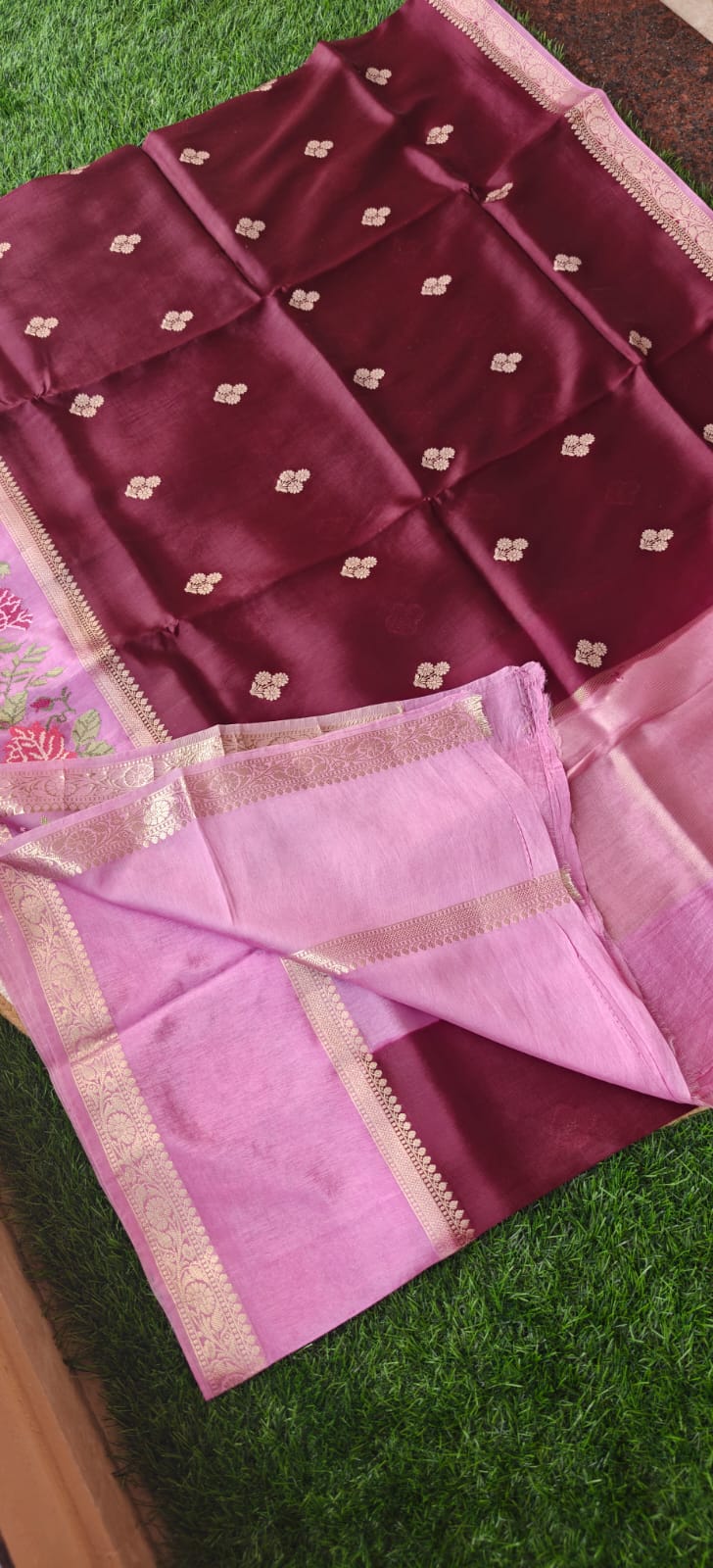 Viscose Dola Crepe Brown with Pink SS-747