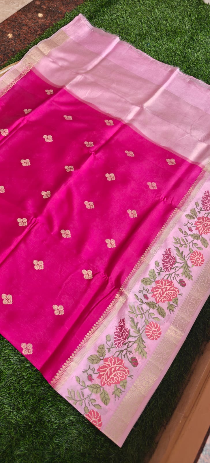Viscose Dola Crepe Rani pink with Baby pink SS-747