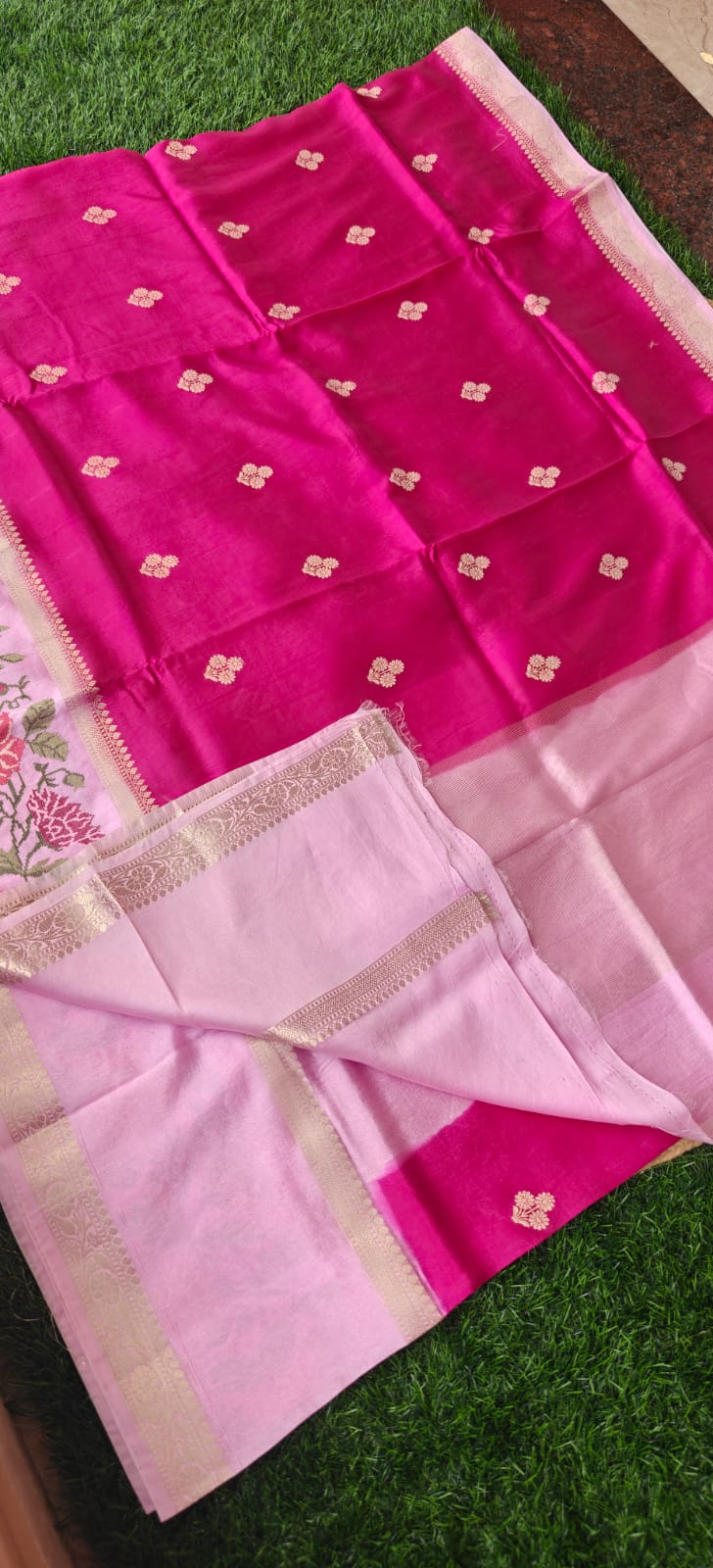 Viscose Dola Crepe Rani pink with Baby pink SS-747